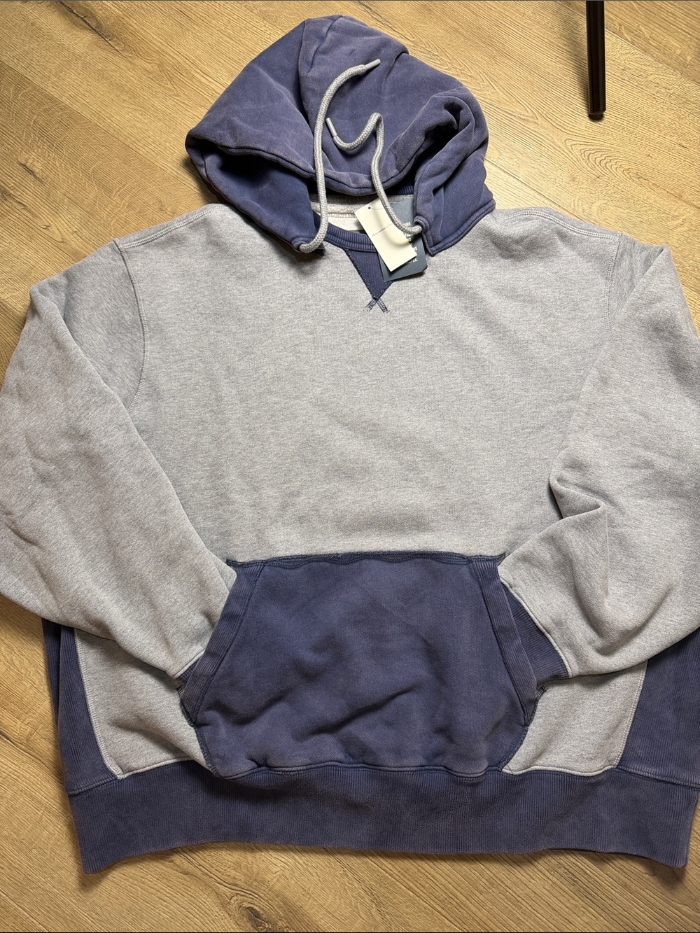 Abercrombie & Fitch Light Gray and Navy Two-Tone Pullover Hoodie